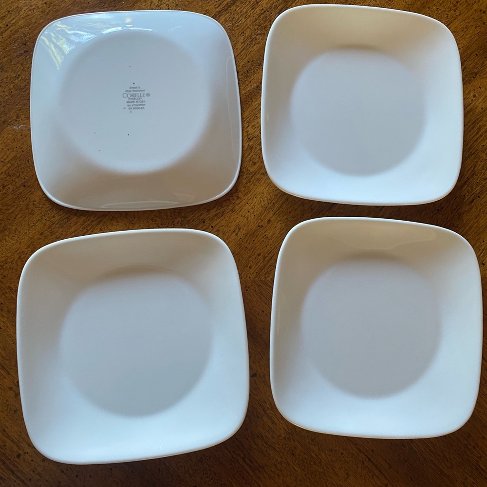 4 Corelle White 6.5” Sq appetizer plates - Picture 9 of 10